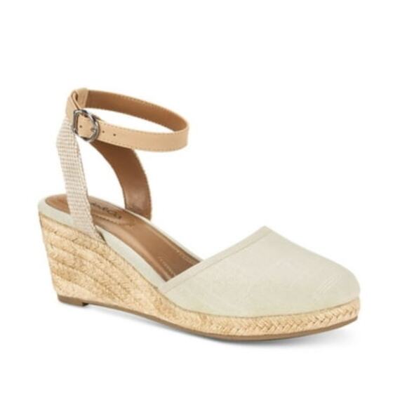 Style & Co. Shoes - Brand New Style & Co. Womens Canvas Wedge Sandals Beige 9.5 MAILENAF